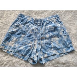 Gap Womens Blue Tie Dye Linen Blend Pull On Utility Shorts Small S/680107-07